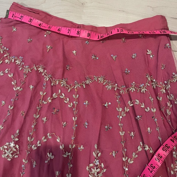 Women’s Indian 3 Piece Pink with Metali Sequin Top & Pants w Matching Wrap-Large - Picture 7 of 15
